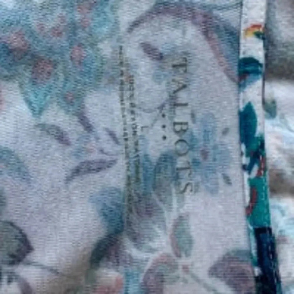 Talbots Floral Print Stretch Casual Blouse Top Women Size L - Picture 3 of 5